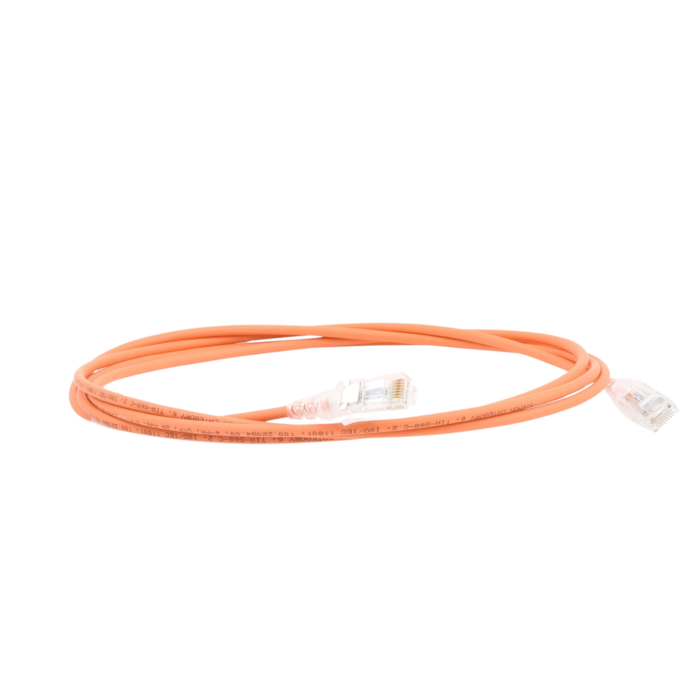 Patch Cord MC6 Modular Cat6 UTP, CM/LS0H, 2.13 Metros (7 Pies), Color Naranja, Diámetro Reducido (28AWG)