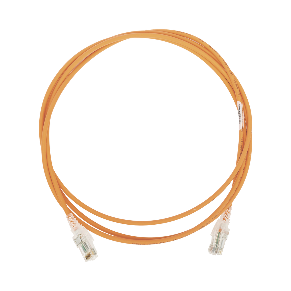 Patch Cord MC6 Modular Cat6 UTP, CM/LS0H, 2.13 Metros (7 Pies), Color Naranja, Diámetro Reducido (28AWG)
