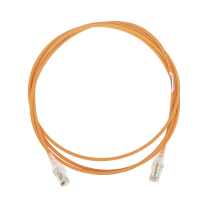 Patch Cord MC6 Modular Cat6 UTP, CM/LS0H, 2.13 Metros (7 Pies), Color Naranja, Diámetro Reducido (28AWG)