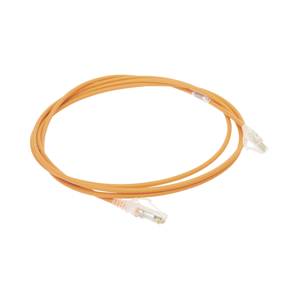 Patch Cord MC6 Modular Cat6 UTP, CM/LS0H, 2.13 Metros (7 Pies), Color Naranja, Diámetro Reducido (28AWG)