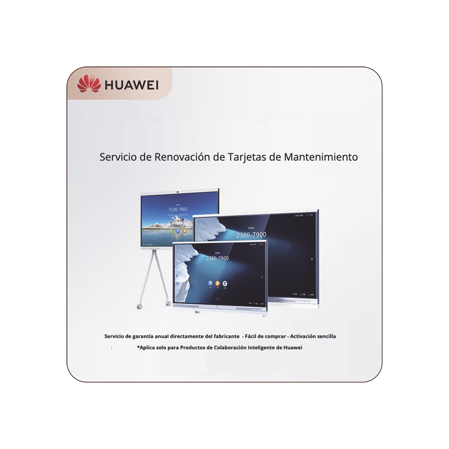 Tarjeta de Servicio de Mantenimiento HiCare RFR por un año para IdeaHub IHS2-65SA, IHB2-75PB y IHB2-86PB
