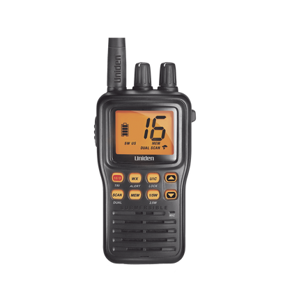 Radio Marino Portátil VHF, flotante y sumergible, Rx: 156.050-163.275MHz Tx: 156.025-157.425MHz, cumple con los canales marinos Internacionales, de EUA y Canadá