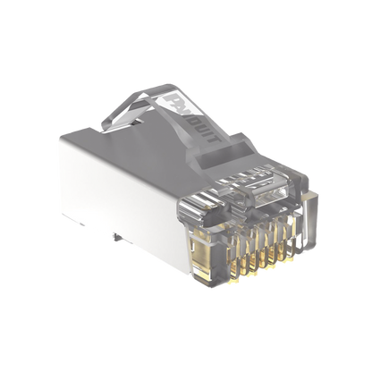 Plug RJ45 Cat5e Blindado, Para Cable UTP de Calibres 24-26 AWG, Chapado en Oro de 50 Micras, Paquete de 100 Piezas