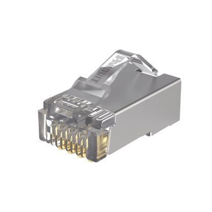 Plug RJ45 Cat5e Blindado, Para Cable UTP de Calibres 24-26 AWG, Chapado en Oro de 50 Micras, Paquete de 100 Piezas