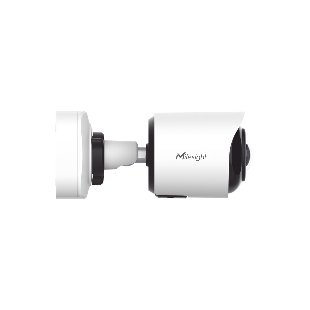 Cámara Bullet de Red Mini Panorámica 180° AI / 4K / Super WDR 120dB / Micrófono Integrado / IP67-IK10 / Soporte PoE / Almacenamiento 1TB / Analítica IA VCA 8 Modos