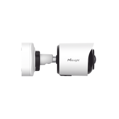 Cámara Bullet de Red Mini Panorámica 180° AI / 4K / Super WDR 120dB / Micrófono Integrado / IP67-IK10 / Soporte PoE / Almacenamiento 1TB / Analítica IA VCA 8 Modos