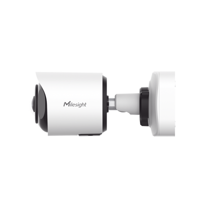 Cámara Bullet de Red Mini Panorámica 180° AI / 4K / Super WDR 120dB / Micrófono Integrado / IP67-IK10 / Soporte PoE / Almacenamiento 1TB / Analítica IA VCA 8 Modos