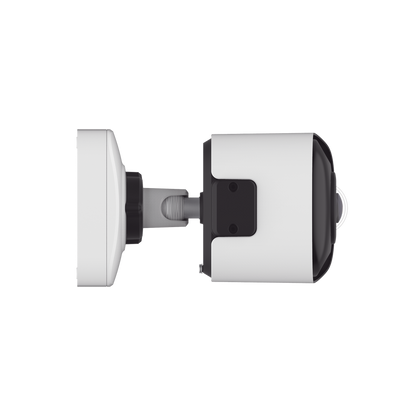 Cámara Bullet de Red Mini Panorámica 180° AI / 4K / Super WDR 120dB / Micrófono Integrado / IP67-IK10 / Soporte PoE / Almacenamiento 1TB / Analítica IA VCA 8 Modos