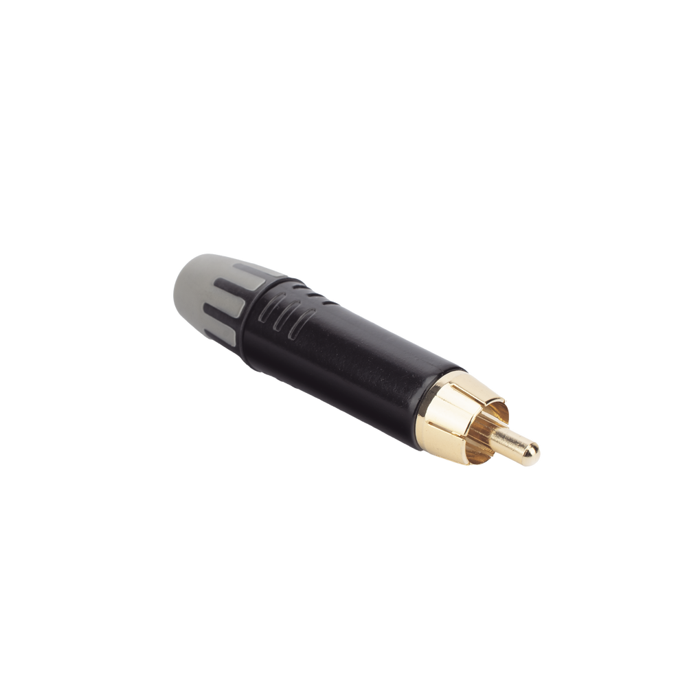 Conector Macho RCA | Carcasa Enchapada en Negro | Contacto Enchapado en Oro | Cable OD 3.5-6.5mm