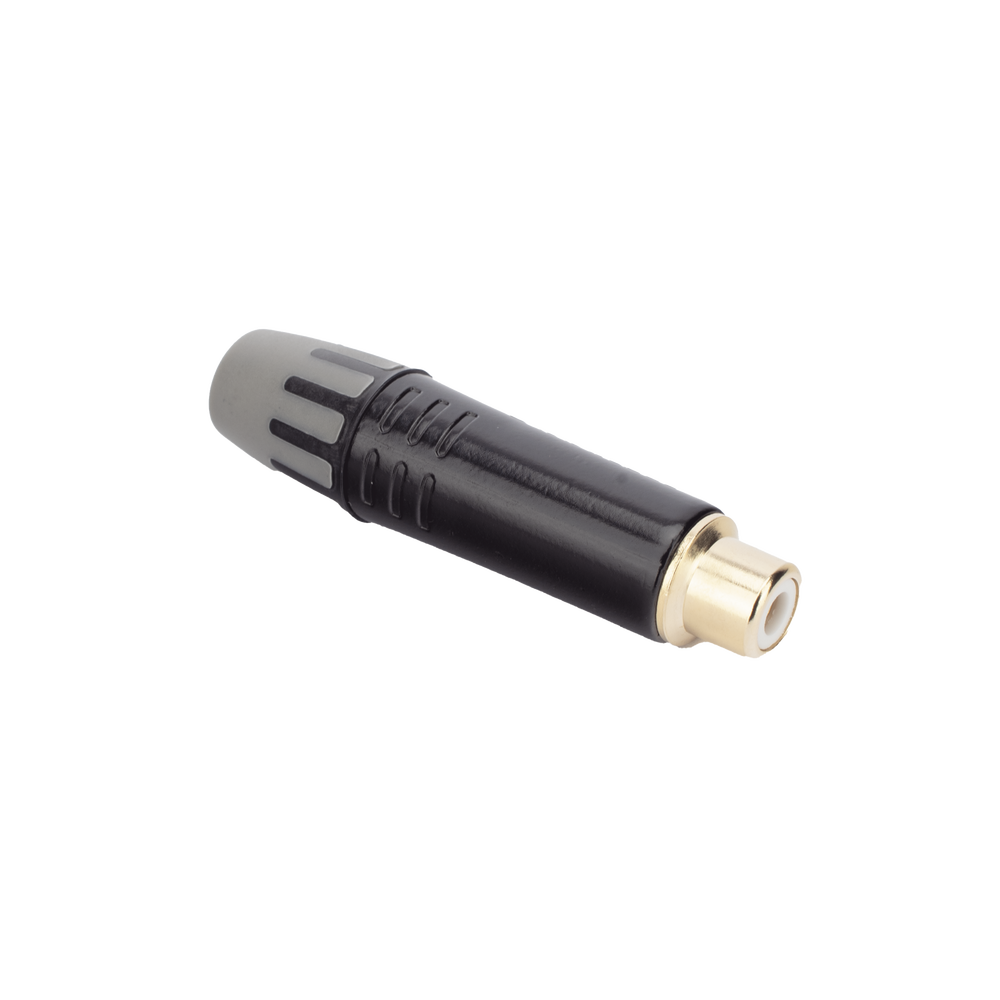 Conector Hembra RCA | Carcasa Enchapada en Negro | Contacto Enchapado en Oro | Cable OD 3.5-6.5mm