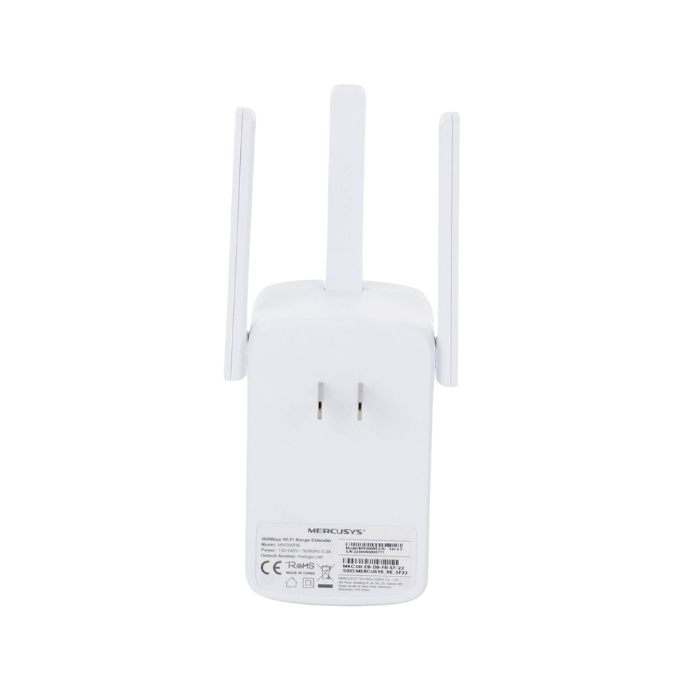 Repetidor / Extensor de Cobertura WiFi N / MU-MISO / 300 Mbps 2.4 GHz / 3 antenas externas / Botón WPS