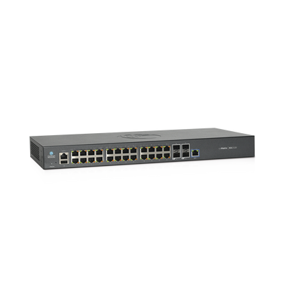 Switch cnMatrix EX2028-P capa 3 de 28 puertos (24 PoE Gigabit 802.3af/at, 4 SFP+) administración desde la Nube (MX-EX2028PxB-U)