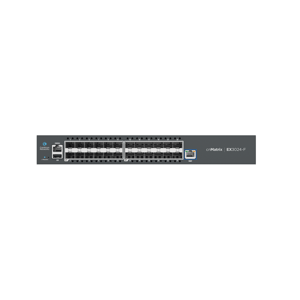 Switch cnMatrix EX3024F Ideal para Distribución en una Red Empresarial / 24 Puertos de Fibra Óptica SFP+(10 Gbps) / Capa 2 y Capa 3 / Doble Fuente de Alimentación en Corriente Alterna / Gestión Gratuita Desde la Nube