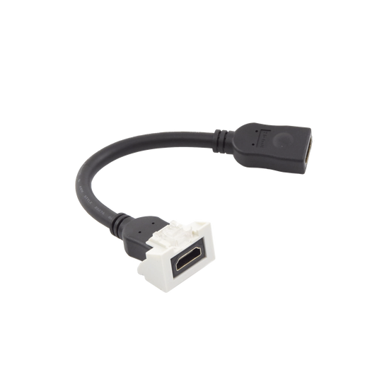 Adaptador HDMI con Pigtail Hembra-Hembra, Para Vídeo 720, 1080p, 4K UHD Compatible con Faceplates MAX Siemon de 2 Salidas, Color Blanco
