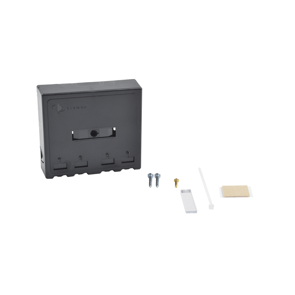 Caja de Montaje Superficial, Acepta 4 Módulos MAX, Con Puerta Protectora, Color Negro