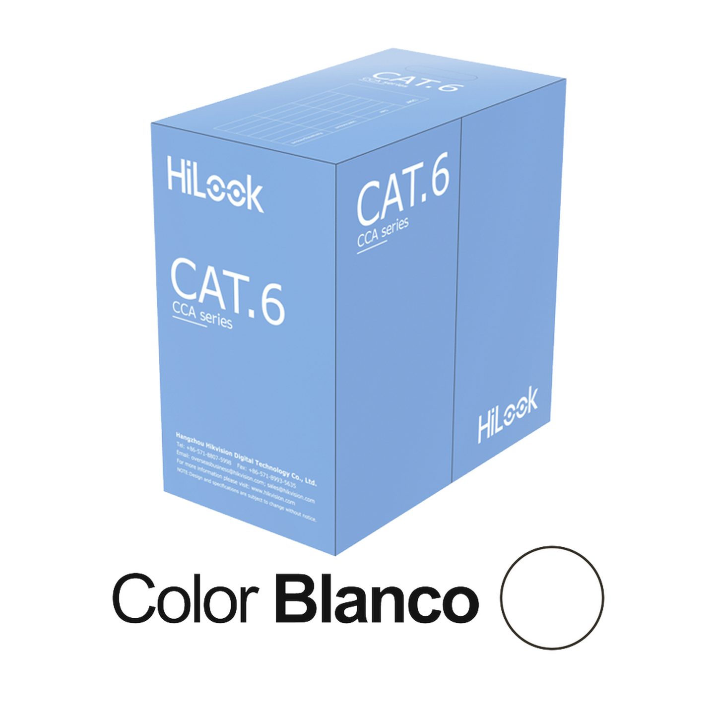 Bobina de Cable UTP 305 Mts / Cat 6 (24 AWG) / Color Blanco / PVC (CM) / Uso en Interior / CCA (Cobre con Aluminio) / Aplicaciones de CCTV y Redes de Datos