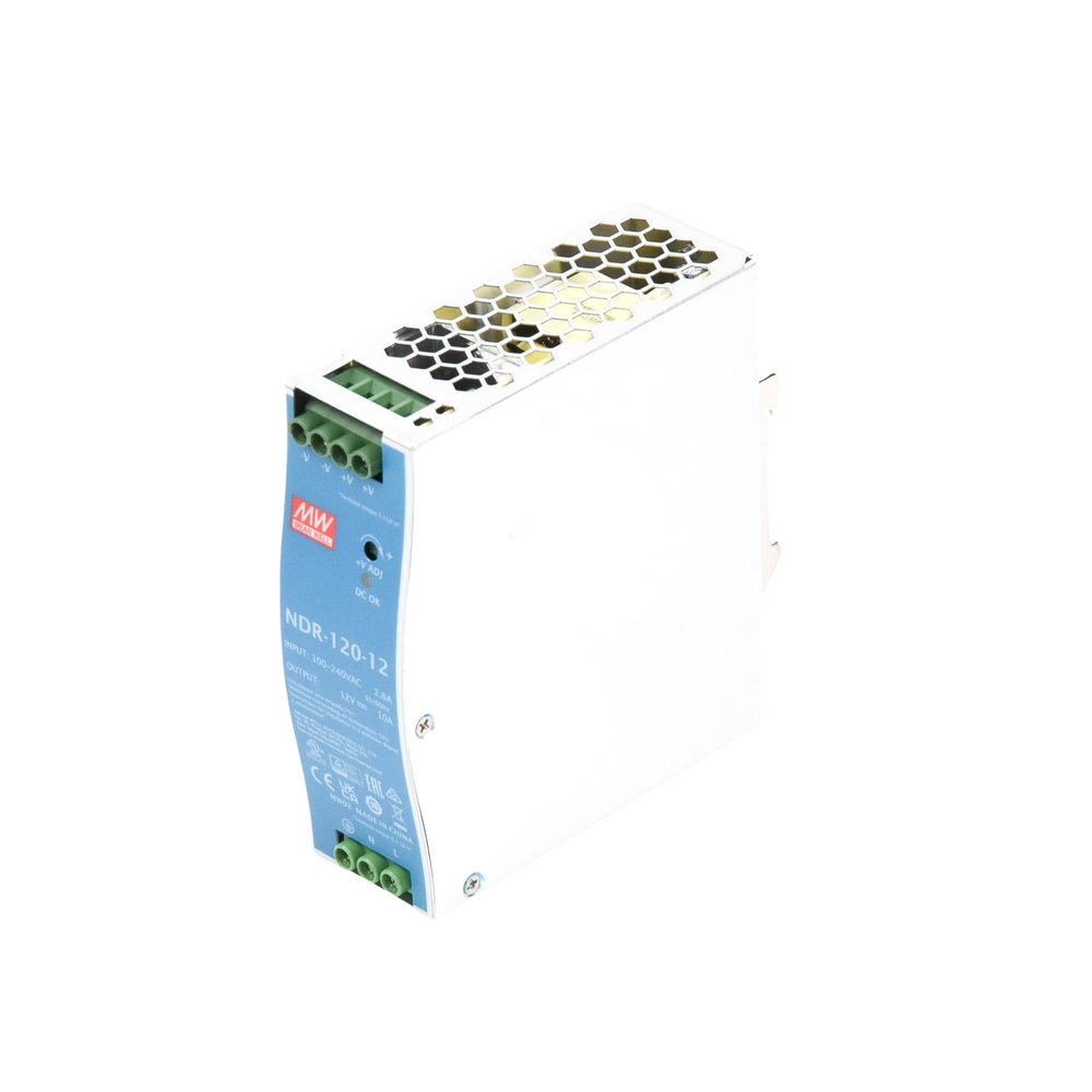 Fuente de poder industrial de 120 W, salida 12 Vcc, entrada 90~264 VCA, para montaje en riel DIN,