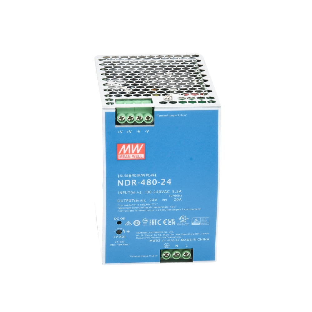 Fuente de Poder Industrial de 480W, salida 24 Vcc, para montaje en Riel Din