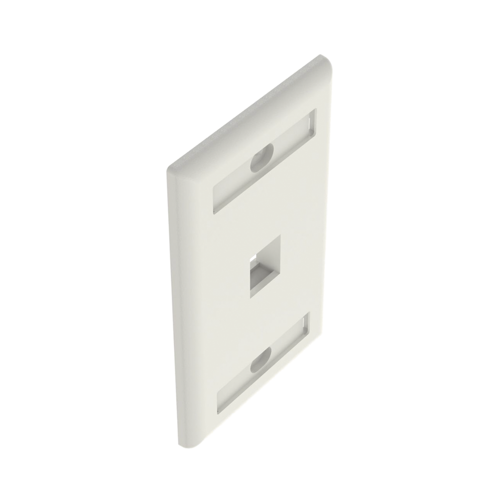 Placa de Pared Vertical, Salida Para 1 Puerto Keystone, Con Espacios Para Etiquetas, Color Blanco Mate