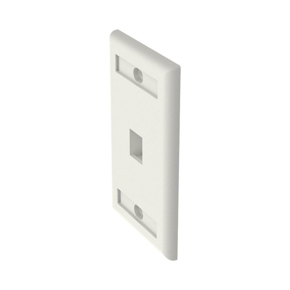 Placa de Pared Vertical, Salida Para 1 Puerto Keystone, Con Espacios Para Etiquetas, Color Blanco Mate