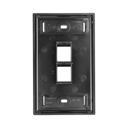 Placa de Pared Vertical, Salida Para 2 Puertos Keystone, Con Espacios Para Etiquetas, Color Negro