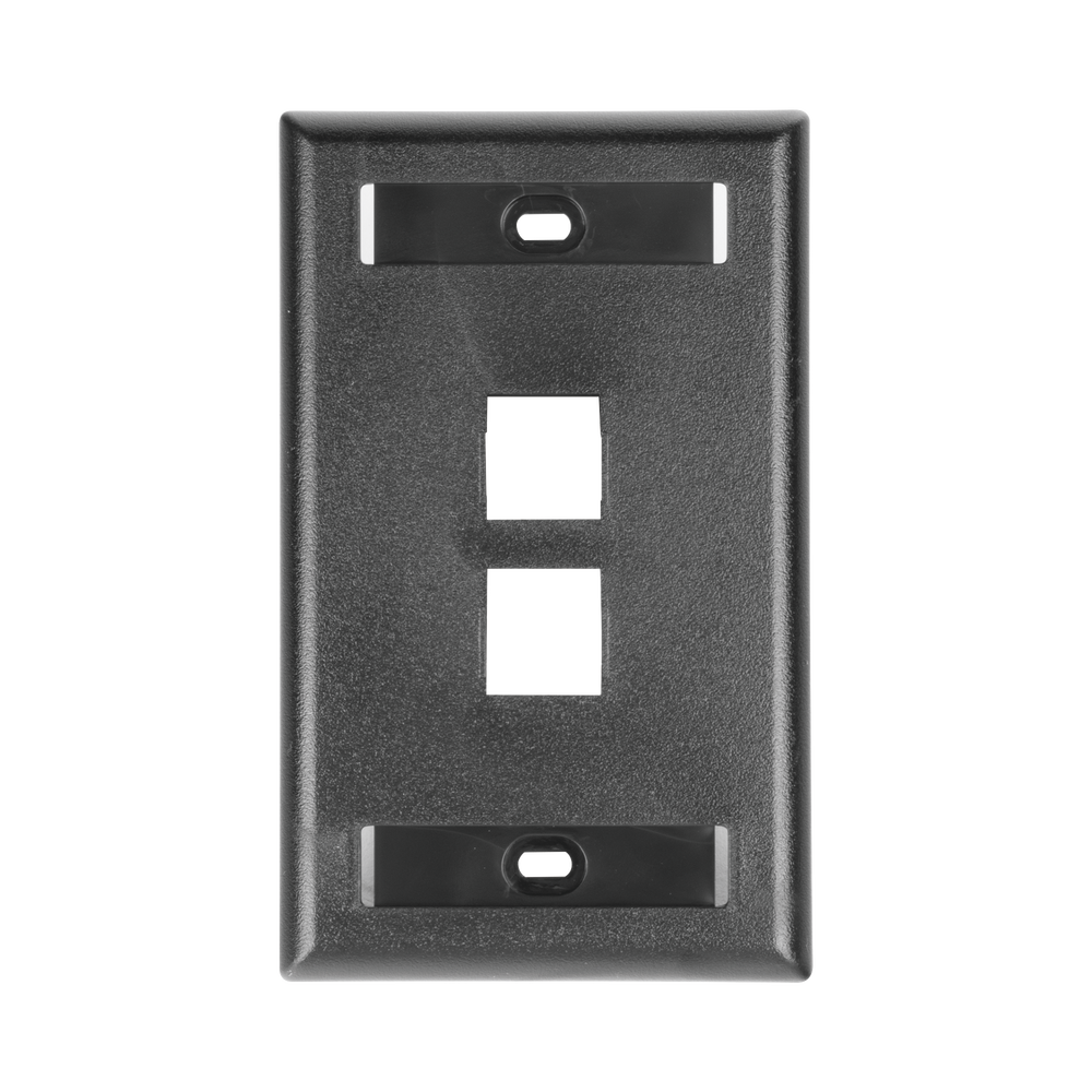 Placa de Pared Vertical, Salida Para 2 Puertos Keystone, Con Espacios Para Etiquetas, Color Negro