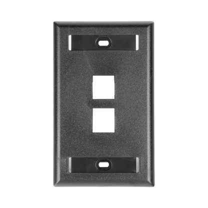 Placa de Pared Vertical, Salida Para 2 Puertos Keystone, Con Espacios Para Etiquetas, Color Negro