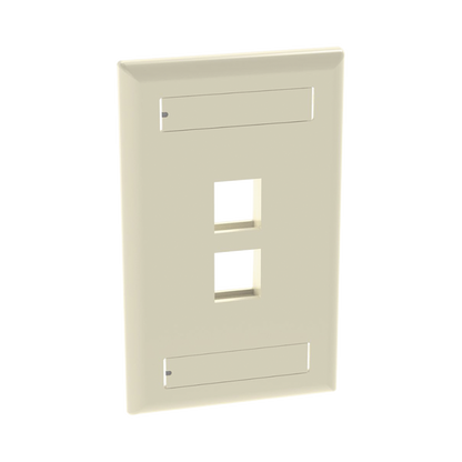 Placa de Pared Vertical, Salida Para 2 Puertos Keystone, Con Espacios Para Etiquetas, Color Marfil