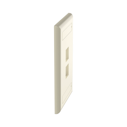 Placa de Pared Vertical, Salida Para 2 Puertos Keystone, Con Espacios Para Etiquetas, Color Marfil