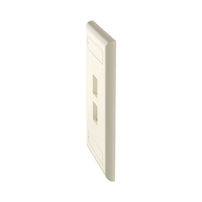 Placa de Pared Vertical, Salida Para 2 Puertos Keystone, Con Espacios Para Etiquetas, Color Marfil