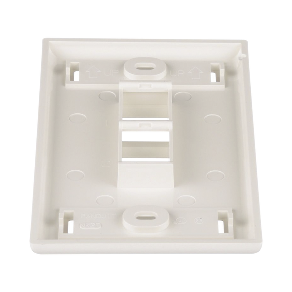 Placa de Pared Vertical, Salida Para 2 Puertos Keystone, Con Espacios Para Etiquetas, Color Blanco Mate