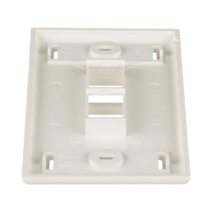 Placa de Pared Vertical, Salida Para 2 Puertos Keystone, Con Espacios Para Etiquetas, Color Blanco Mate