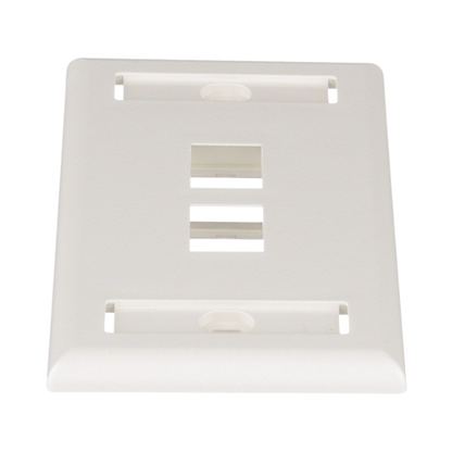 Placa de Pared Vertical, Salida Para 2 Puertos Keystone, Con Espacios Para Etiquetas, Color Blanco Mate