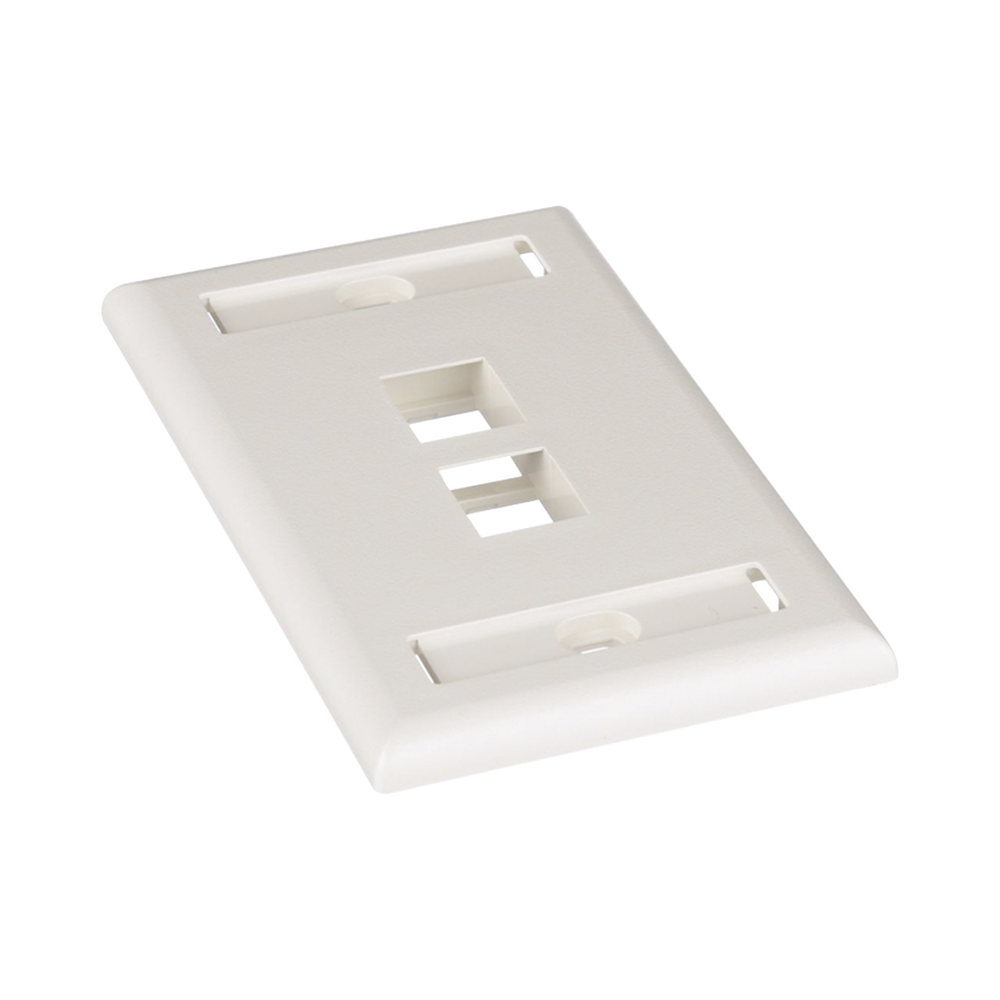 Placa de Pared Vertical, Salida Para 2 Puertos Keystone, Con Espacios Para Etiquetas, Color Blanco Mate