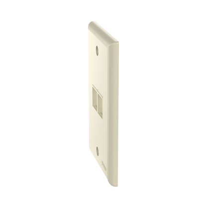 Placa de Pared Vertical, Salida Para 2 Puertos Keystone, Color Marfil