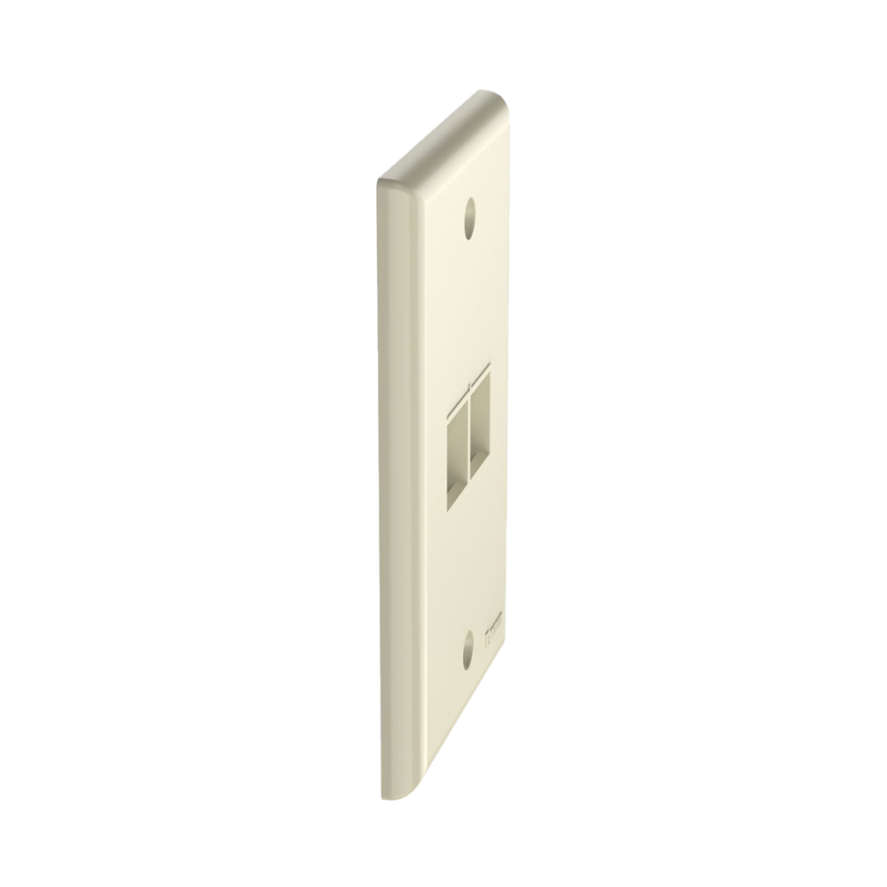 Placa de Pared Vertical, Salida Para 2 Puertos Keystone, Color Marfil