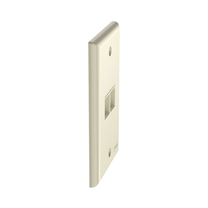 Placa de Pared Vertical, Salida Para 2 Puertos Keystone, Color Marfil