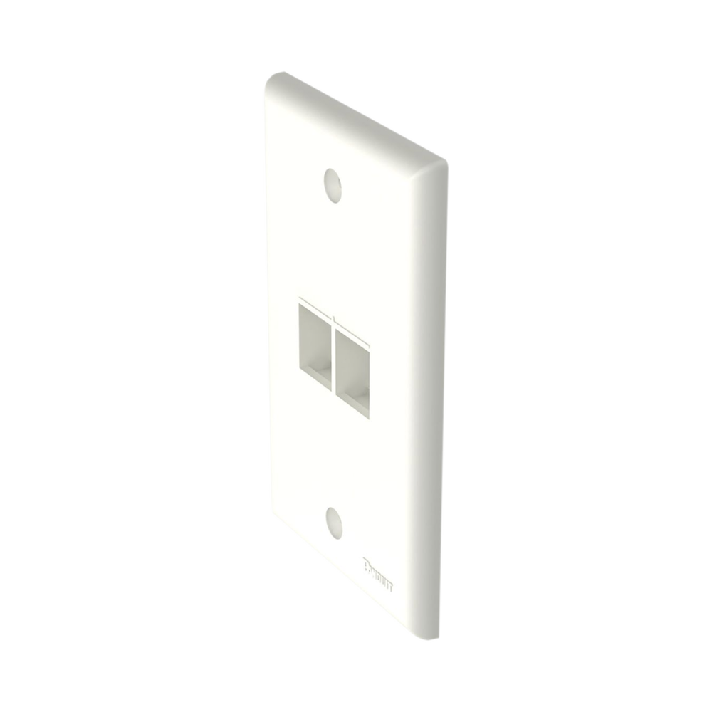 Placa de Pared Vertical, Salida Para 2 Puertos Keystone, Color Blanco Mate