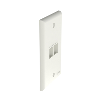 Placa de Pared Vertical, Salida Para 2 Puertos Keystone, Color Blanco Mate