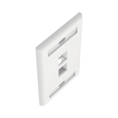 Placa de Pared Vertical, Salida Para 2 Puertos Keystone, Con Espacios Para Etiquetas, Color Blanco