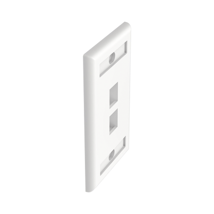 Placa de Pared Vertical, Salida Para 2 Puertos Keystone, Con Espacios Para Etiquetas, Color Blanco