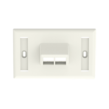 Placa de Pared Horizontal, Salida Para 2 Puertos Keystone, Con Espacios Para Etiquetas, Color Blanco Mate
