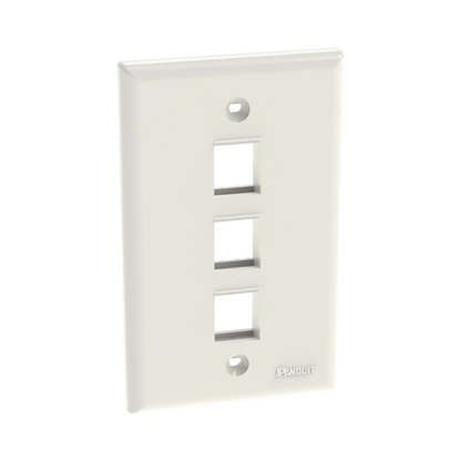 Placa de Pared Vertical, Salida Para 3 Puertos Keystone, Color Blanco Mate