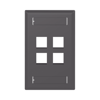 Placa de Pared Vertical, Salida Para 4 Puertos Keystone, Con Espacios Para Etiquetas, Color Negro
