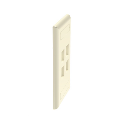 Placa de Pared Vertical, Salida Para 4 Puertos Keystone, Con Espacios Para Etiquetas, Color Marfil