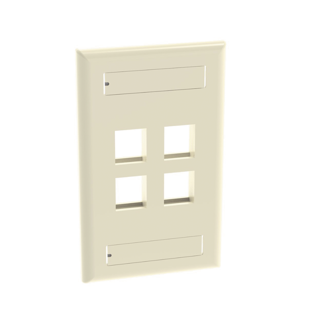 Placa de Pared Vertical, Salida Para 4 Puertos Keystone, Con Espacios Para Etiquetas, Color Marfil
