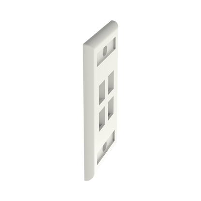 Placa de Pared Vertical, Salida Para 4 Puertos Keystone, Con Espacios Para Etiquetas, Color Blanco Mate