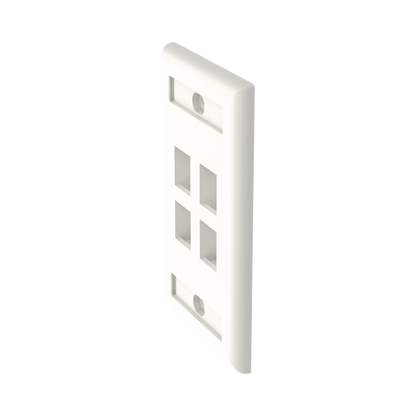 Placa de Pared Vertical, Salida Para 4 Puertos Keystone, Con Espacios Para Etiquetas, Color Blanco Mate