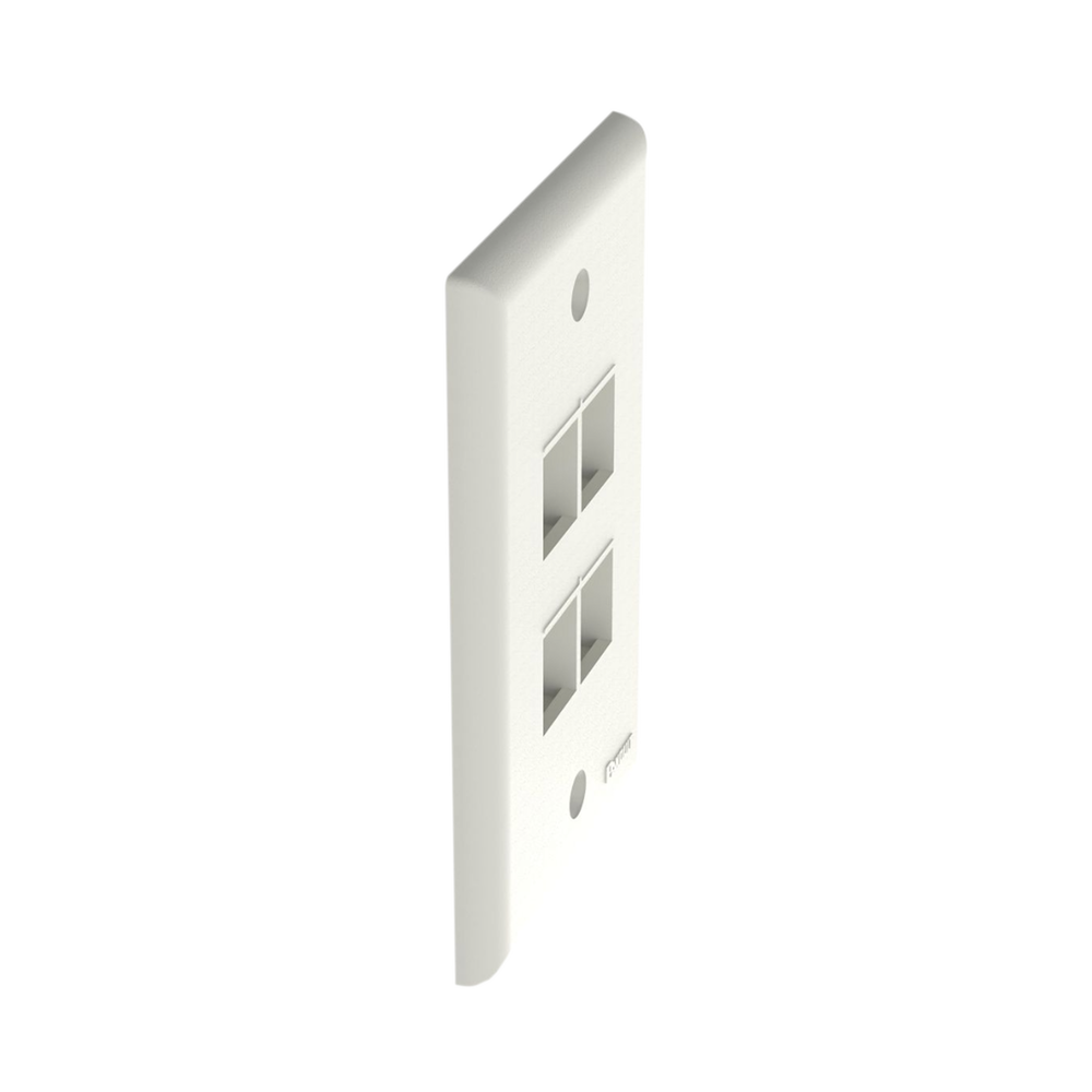 Placa de Pared Vertical, Salida Para 4 Puertos Keystone, Color Blanco Mate
