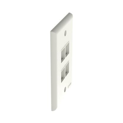 Placa de Pared Vertical, Salida Para 4 Puertos Keystone, Color Blanco Mate